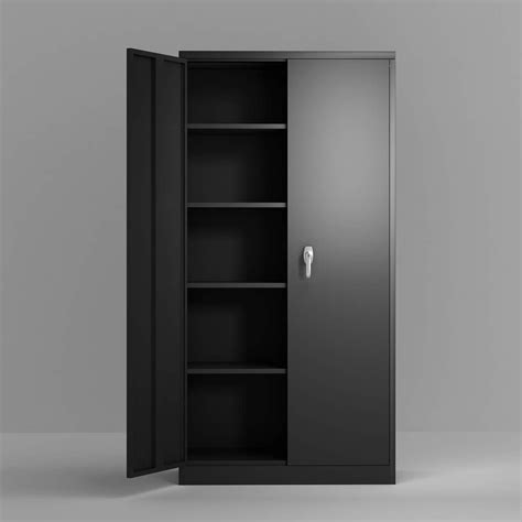 black and gray steel storage cabinet with doors|cabinet with doors adjustable shelves.